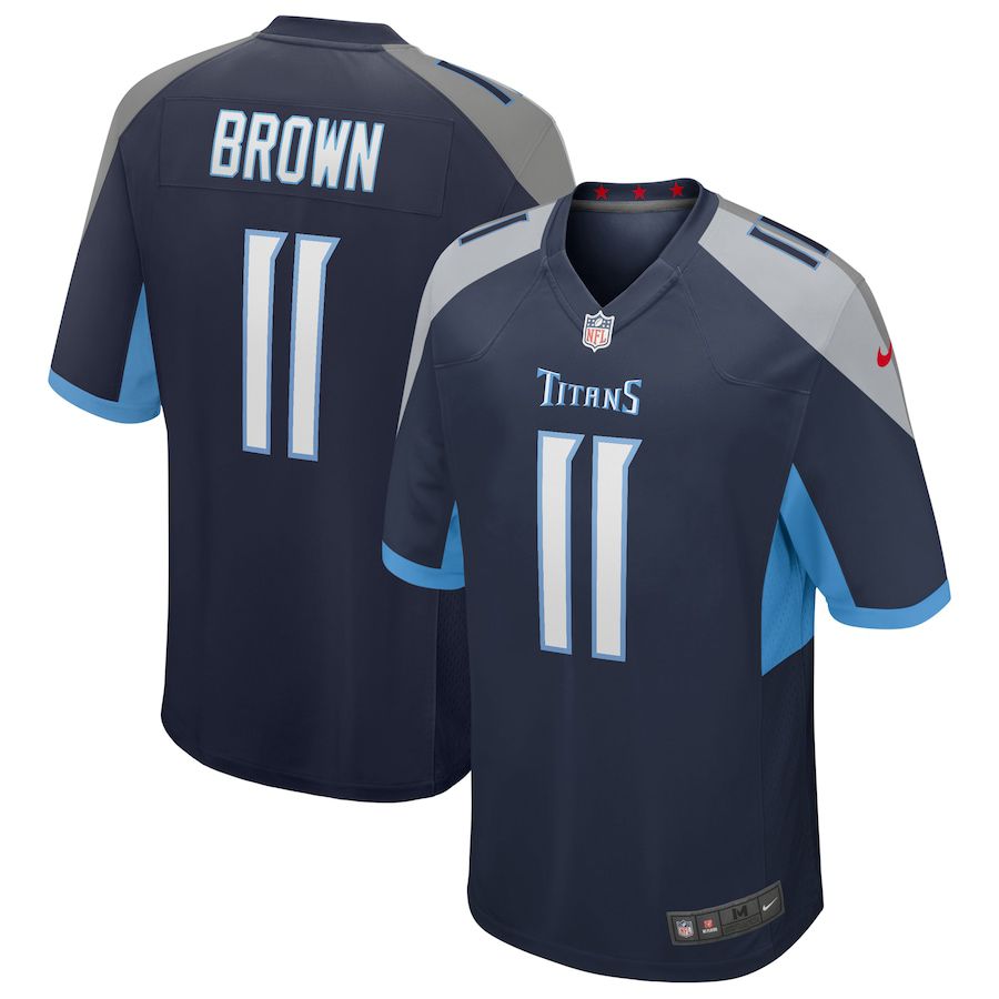 Men Tennessee Titans 11 AJ Brown Nike Navy Game NFL Jersey